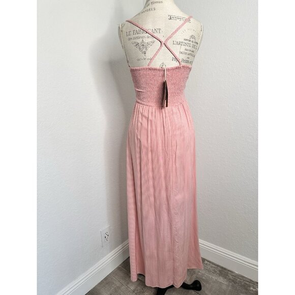 EXIT Smocked Maxi Sundress Women's Strappy Pullover Pink Size S Made in Peru NWT - Picture 10 of 11
